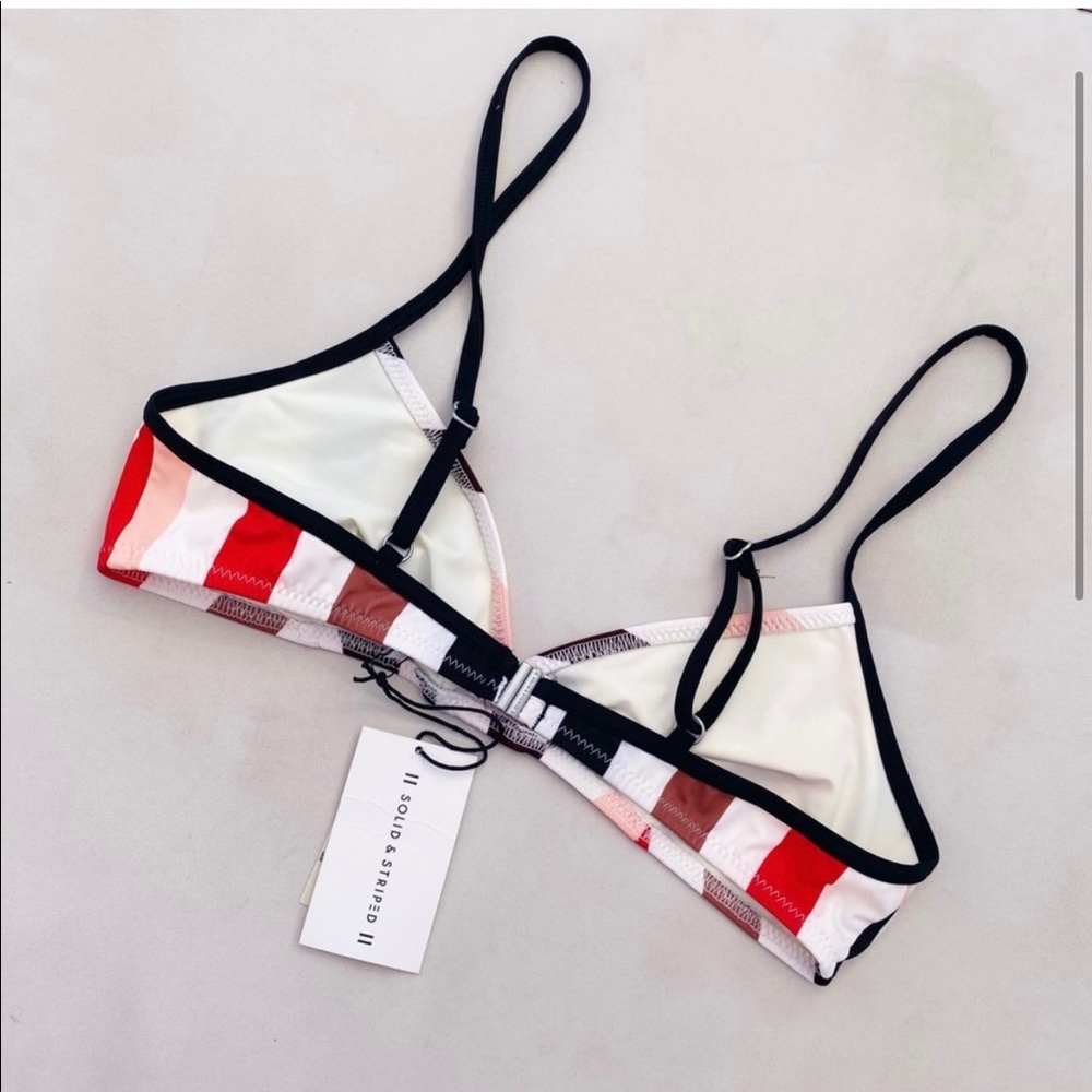 NWT Madewell Solid & Striped Brigitte Red Pink Black Stripe Bikini Top